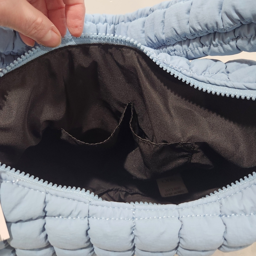 FLX Ultimate Blue Puffer Bubble Quilted Nylon Shoulder Bag Purse NWT - Picture 8 of 14